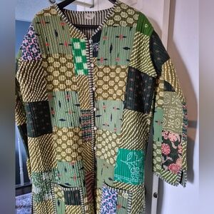 Patchwork Quilted Jacket in Green Tones